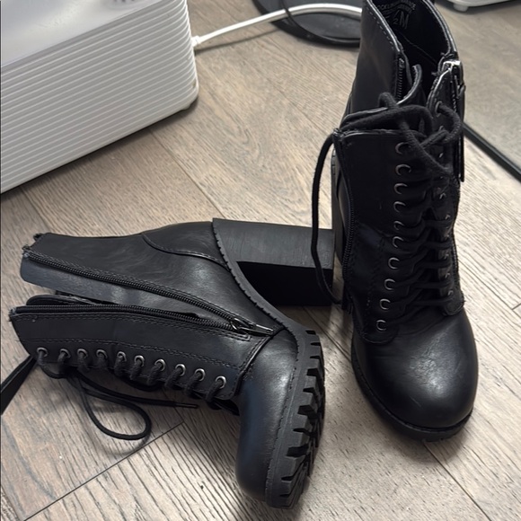 Black Lace-Up Ankle Boots - Picture 2 of 6